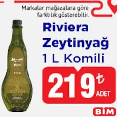 KOMİLİ RİVİERA ZEYTİNYAĞI 1 L fiyat ve kampanya bilgisi